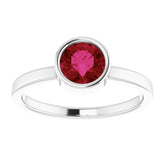 14K White 6 mm Lab-Grown Ruby Ring